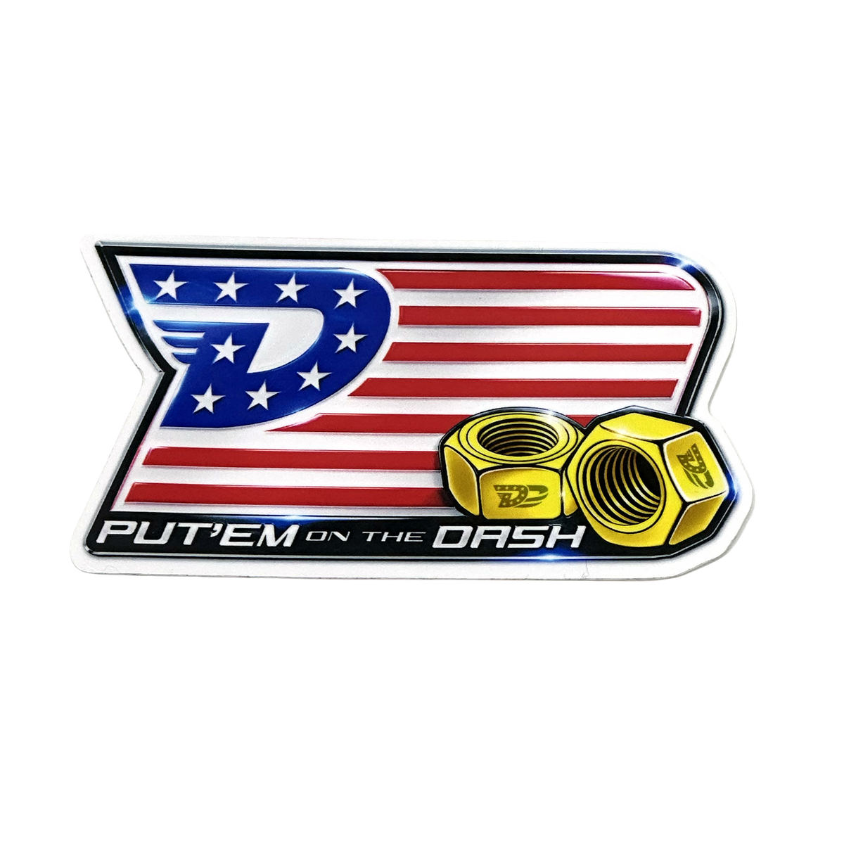 Put Em on The Dash Downforce Danny Flag Sticker