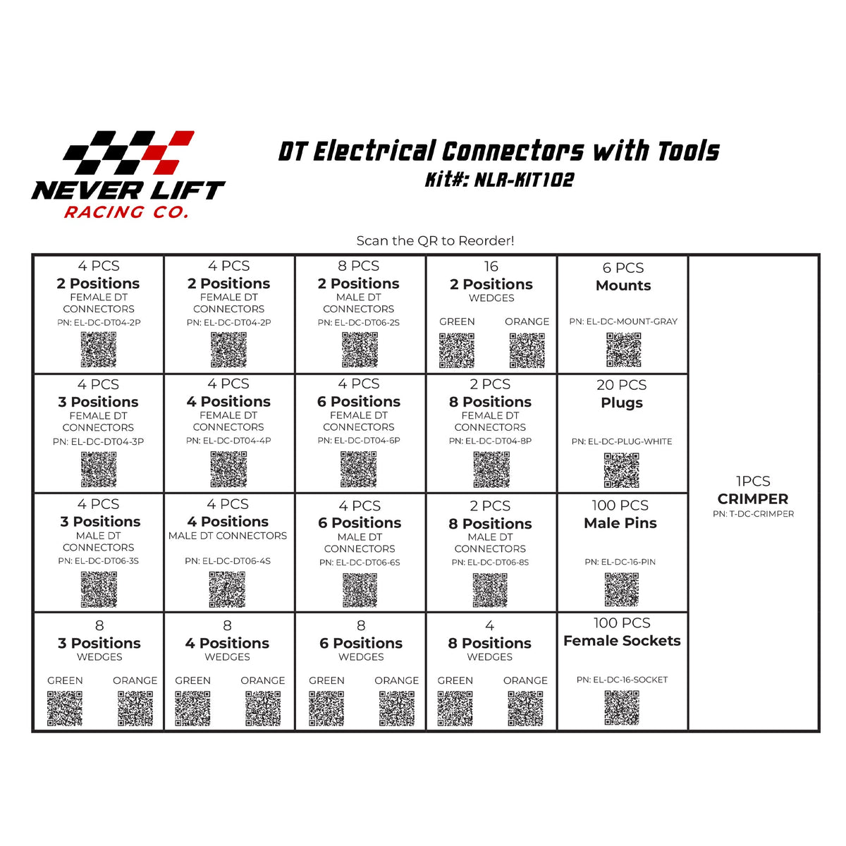 Zack's DT Pin Electrical Wire Connector Never Lift Assortment - 316 Piece