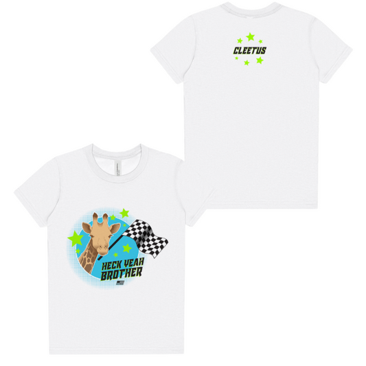 Cleetus McFarland Boy’s T Shirt Giraffe Design Heck Yeah Brother
